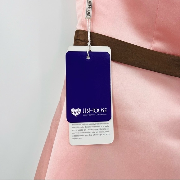 JJ’s House Wedding/Bridal/Special Occasion Sweetheart Dress Pink/Brown Bow Sz 10 - Picture 4 of 5